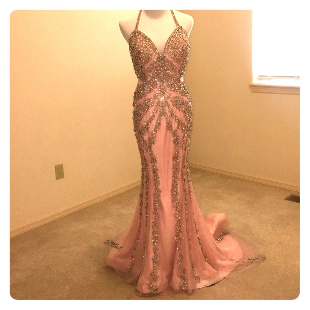 Mac Duggal Custom Couture Blush Pink Evening Gown